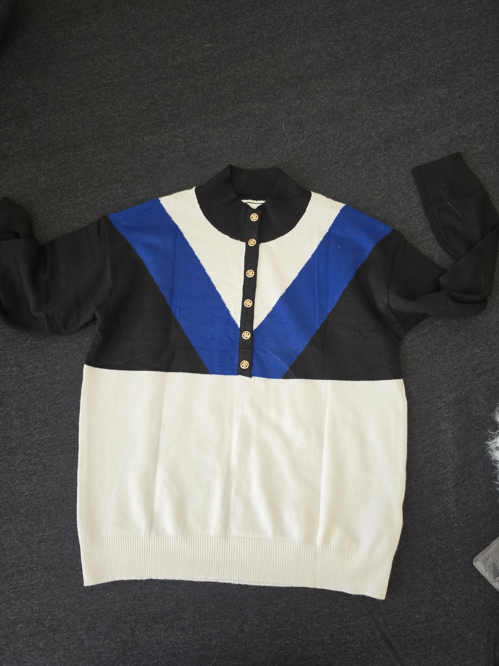 Saodimallsu Womens Color Block Sweaters Mock Neck Button Long Sleeve Knit Henley
